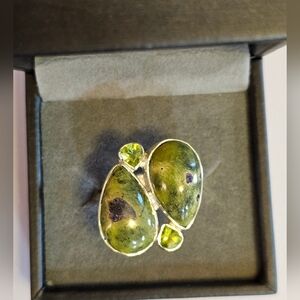 Atlantisite Peridot Gemstone Sterling Silver Ring